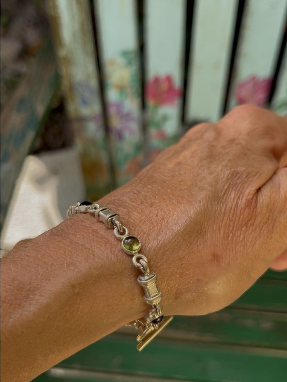 Natural Multi Gemstone 925 Silver Elephant Tennis Charm Chain Bracelet